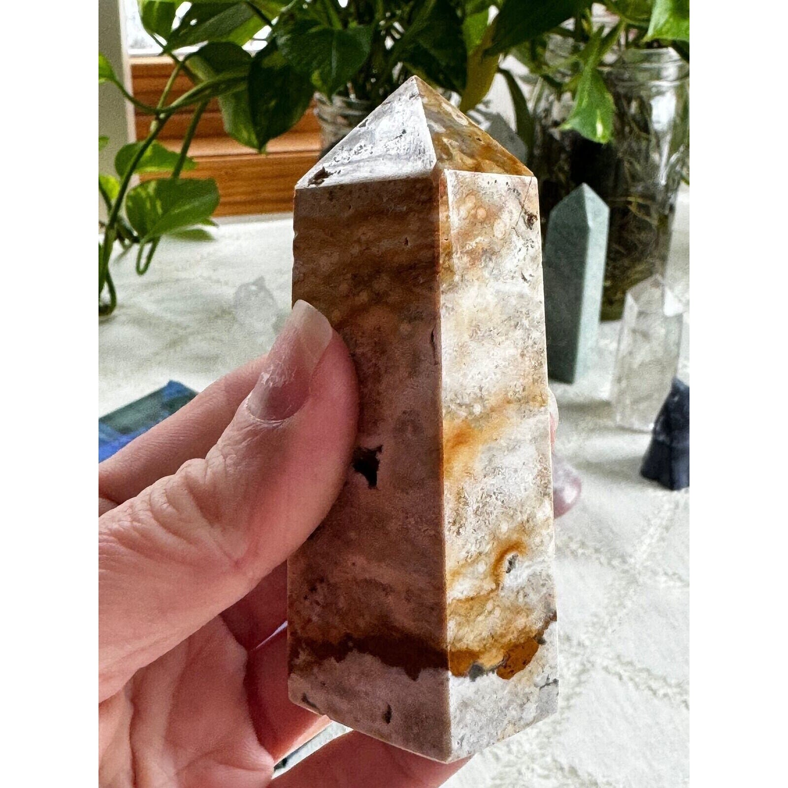 8th vein Ocean Jasper Crystal tower