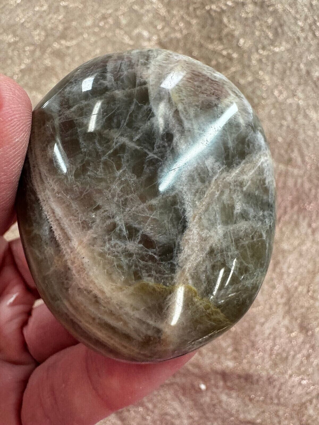 Peach Moonstone palm stone