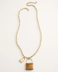 Chicos Gold Lock Pendant Necklace
