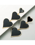 Ceira Black Triple Heart Enamel Drop Earrings