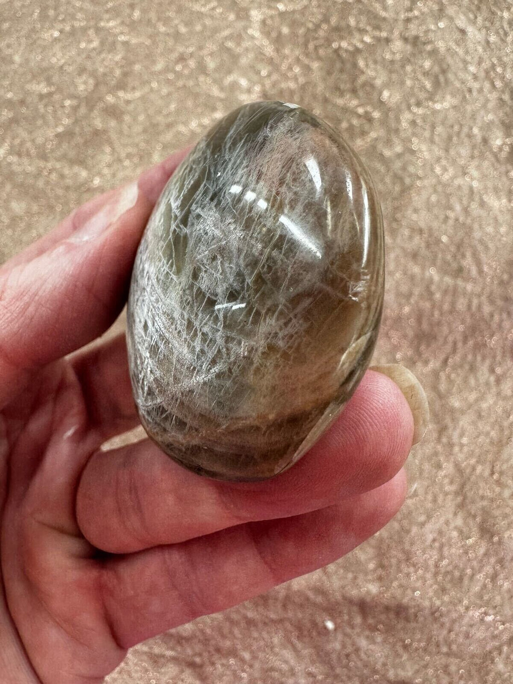 Peach Moonstone palm stone