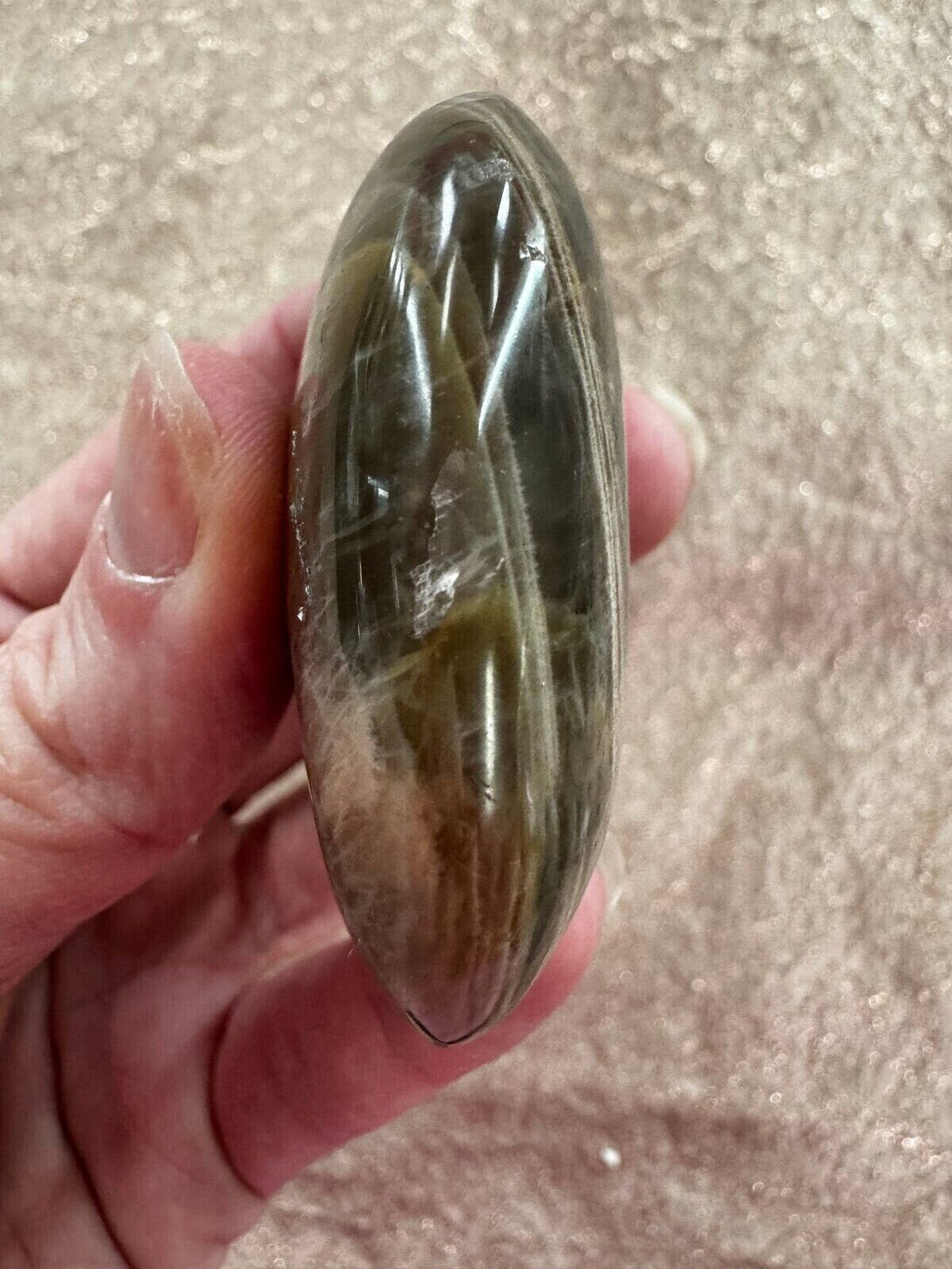 Peach Moonstone palm stone