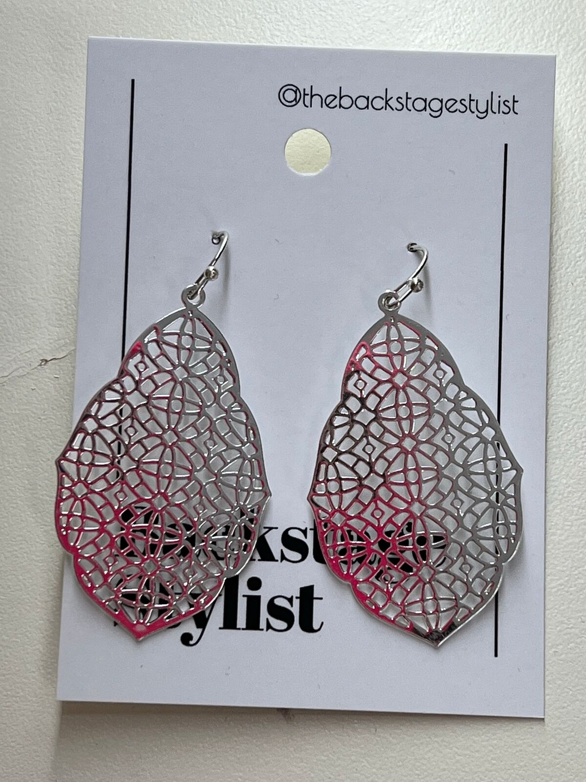 Laser cut metal drop earrings