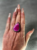 Agate and sterling tear drop ring