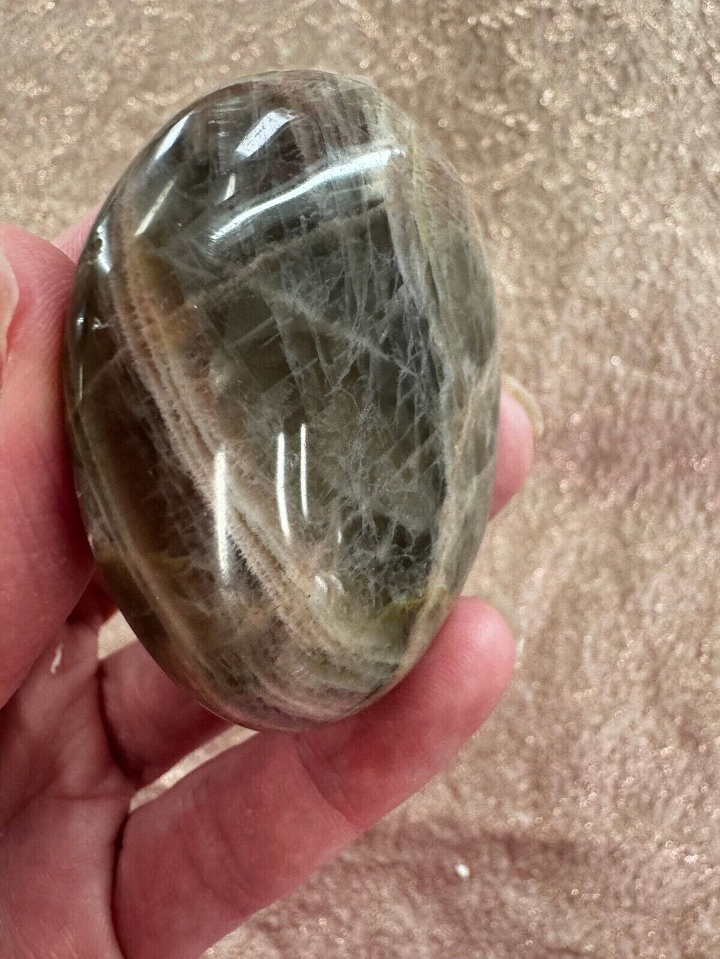 Peach Moonstone palm stone