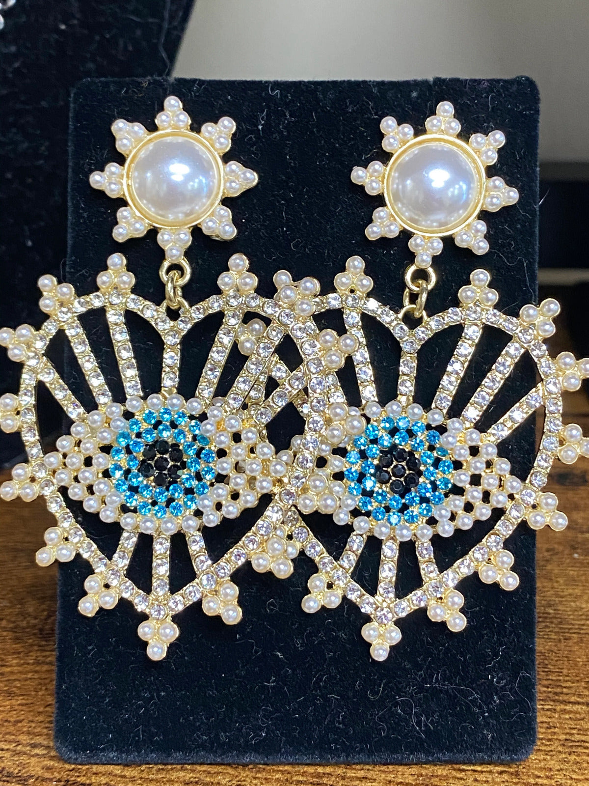 Lexi Swarovski Black Heart & Pearl Accent Earrings