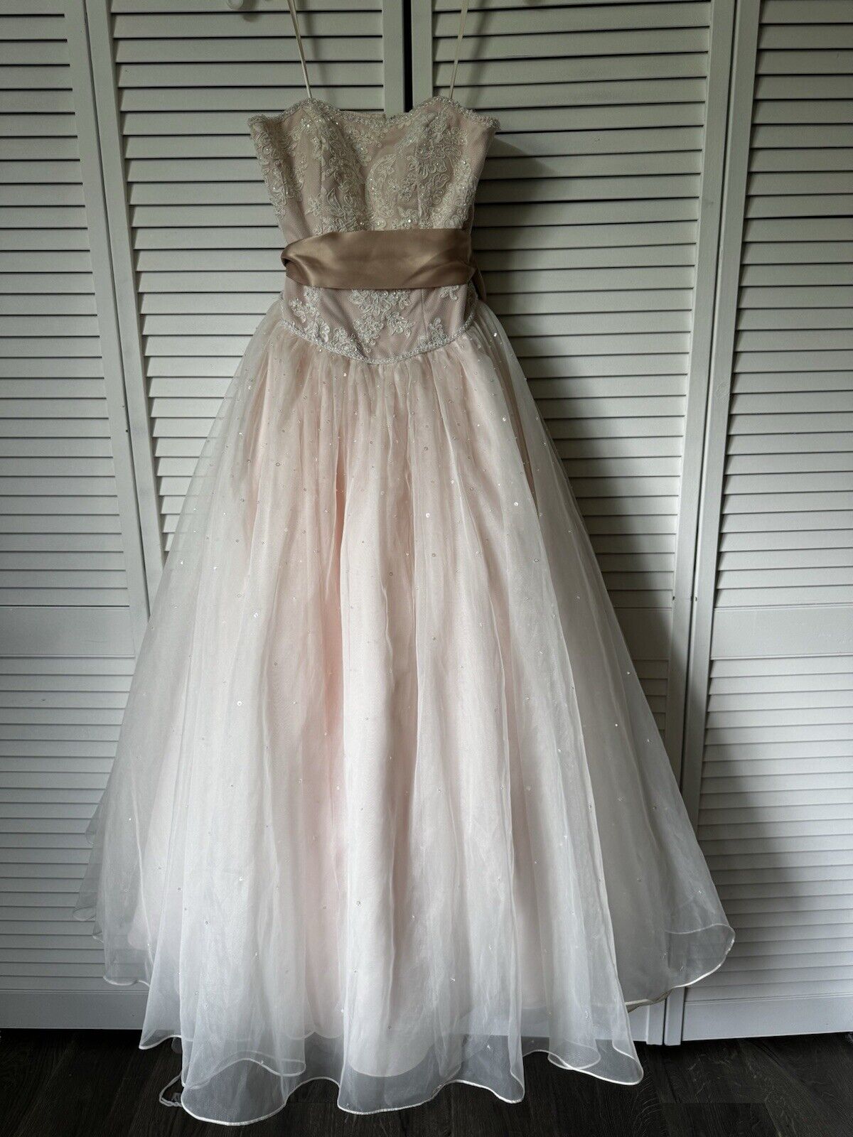 Mori Lee Blush Pink Ball Wedding Prom Special Event Gown Size 10