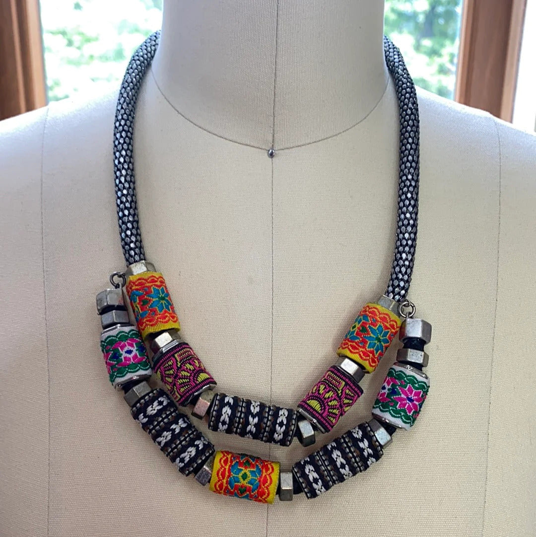 Zara ribbon and metal statement piece