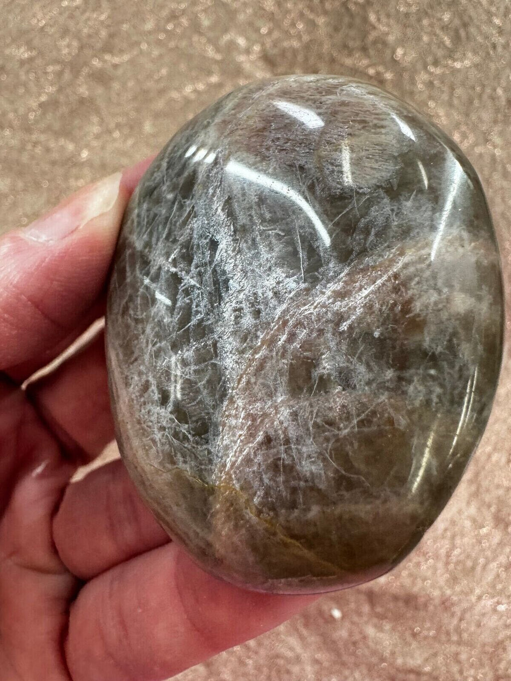 Peach Moonstone palm stone