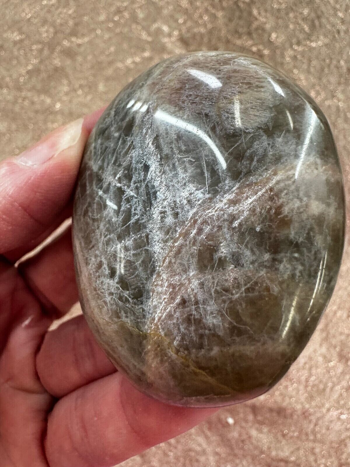 Peach Moonstone palm stone