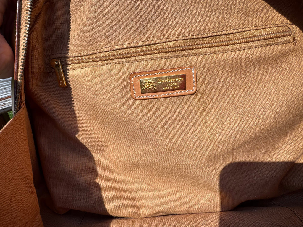 Burberry leather train case top handle bag