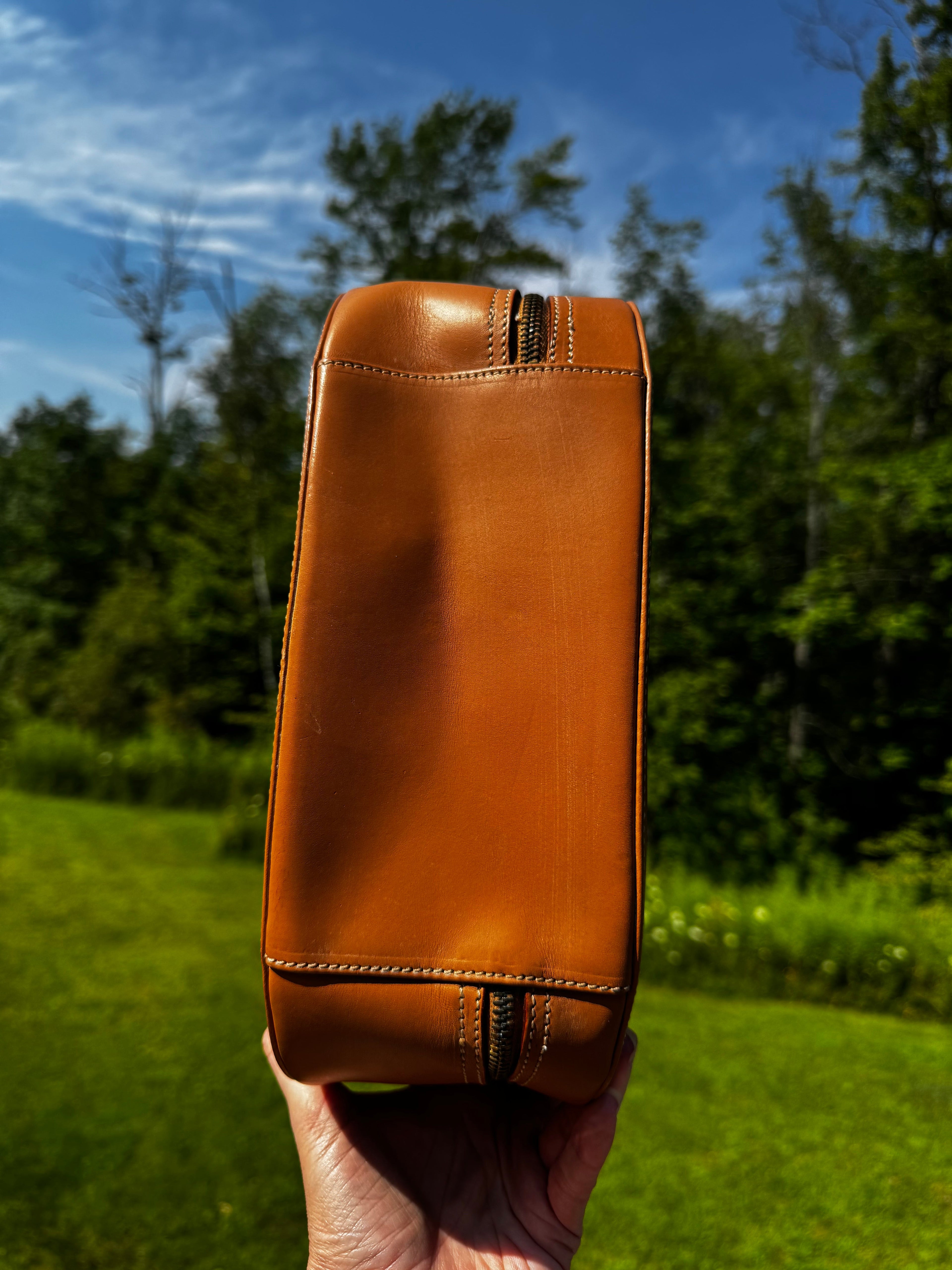 Burberry leather train case top handle bag