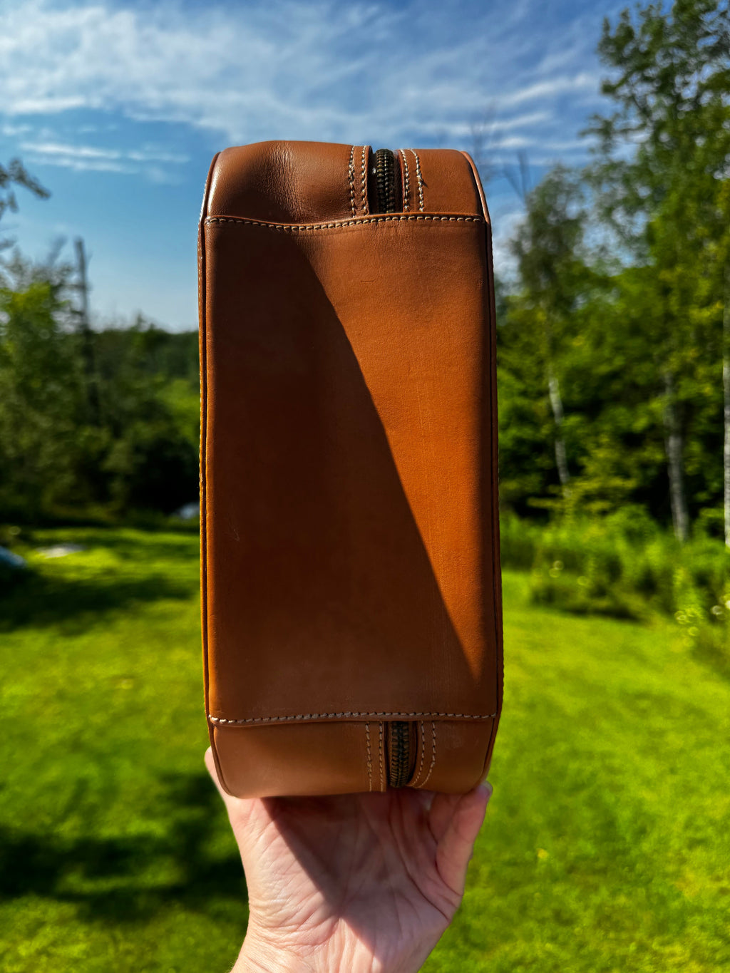 Burberry leather train case top handle bag