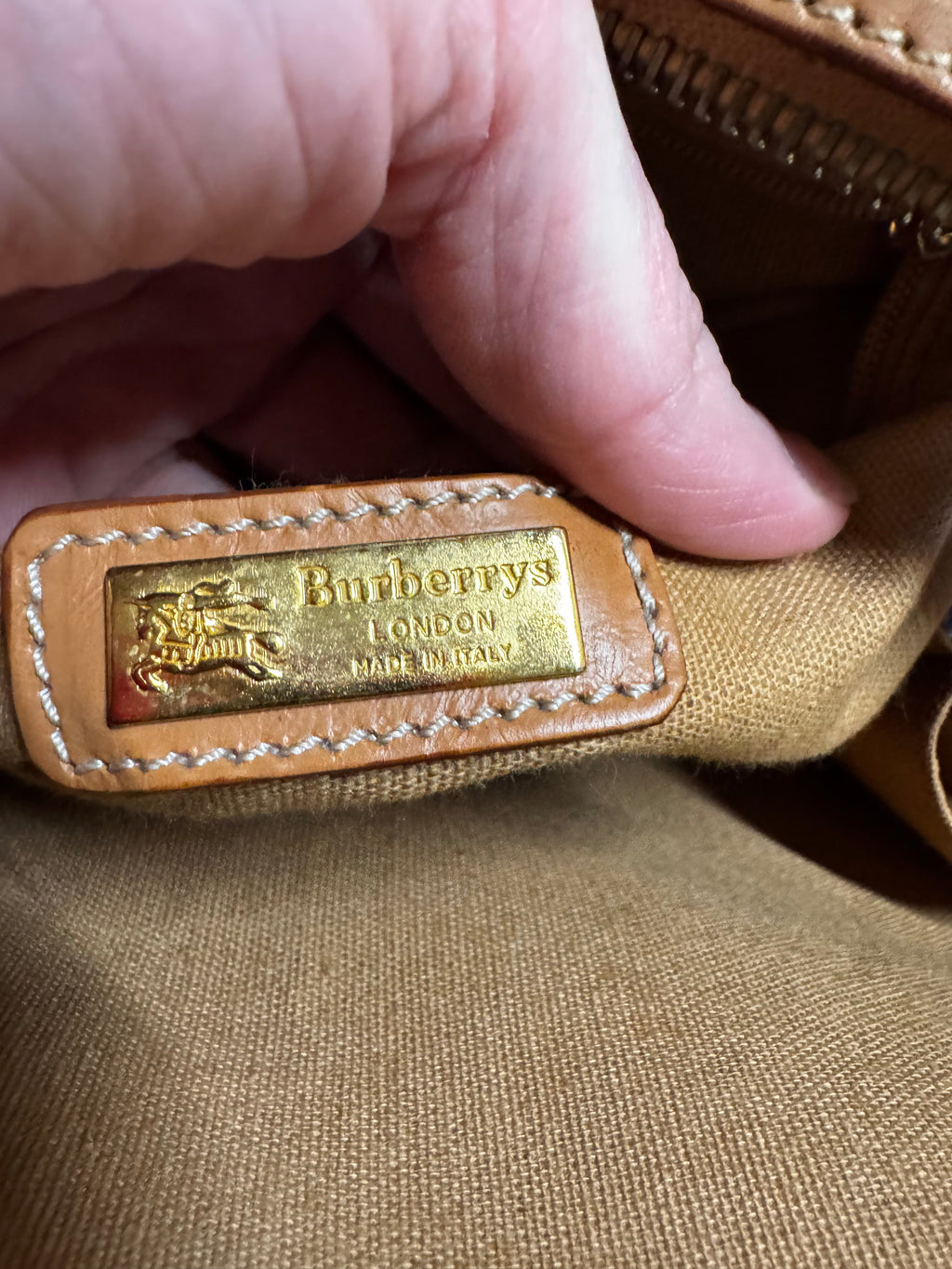 Burberry leather train case top handle bag