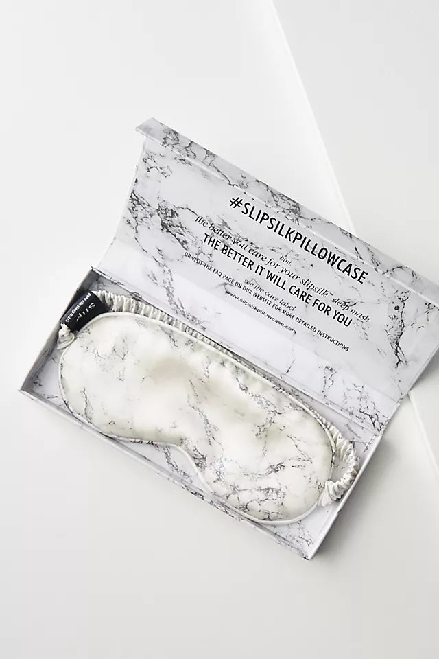 Slip White Marble Silk Sleep Mask