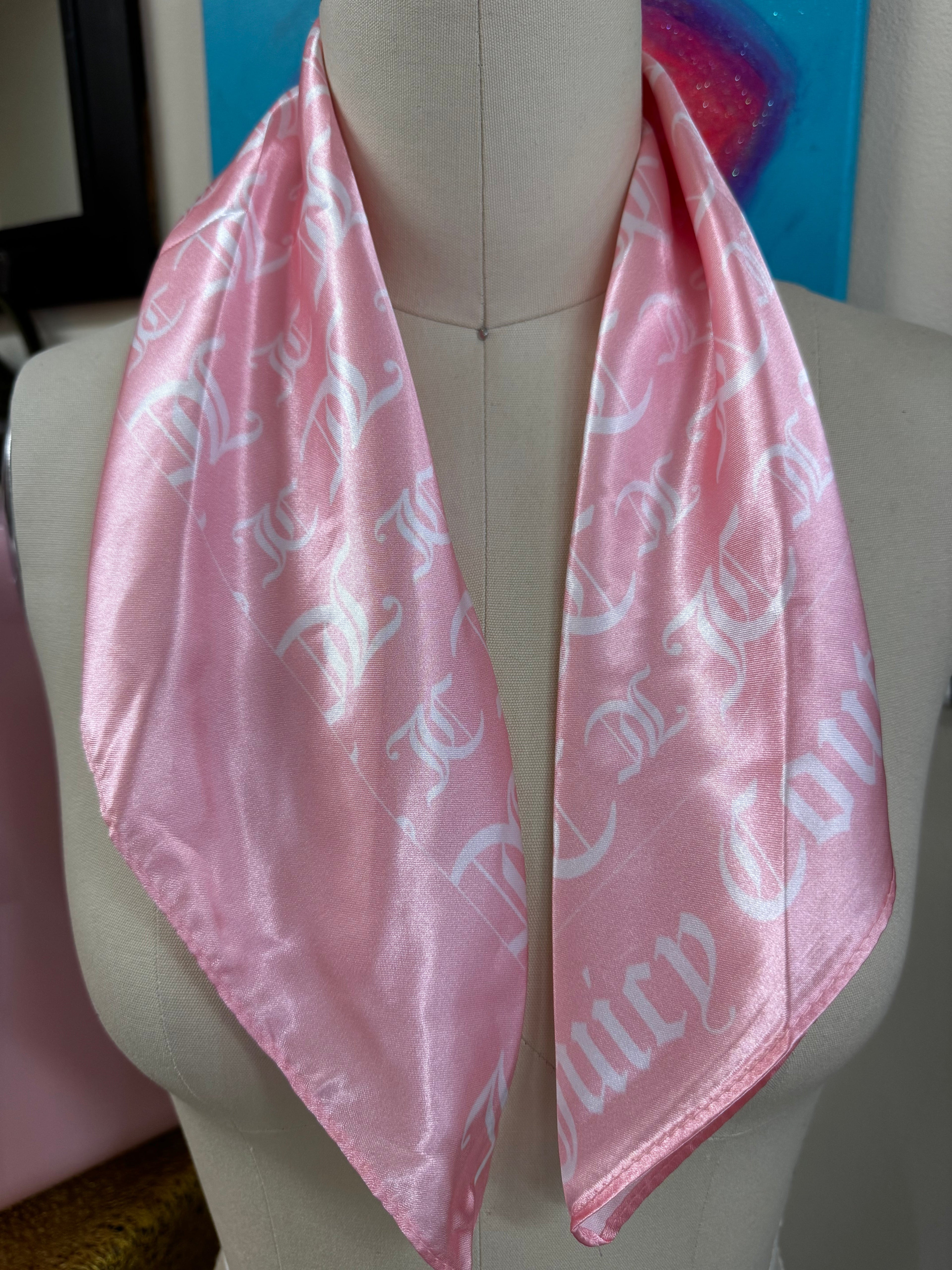 NEW Juicy Couture Pink Monogram satin scarf