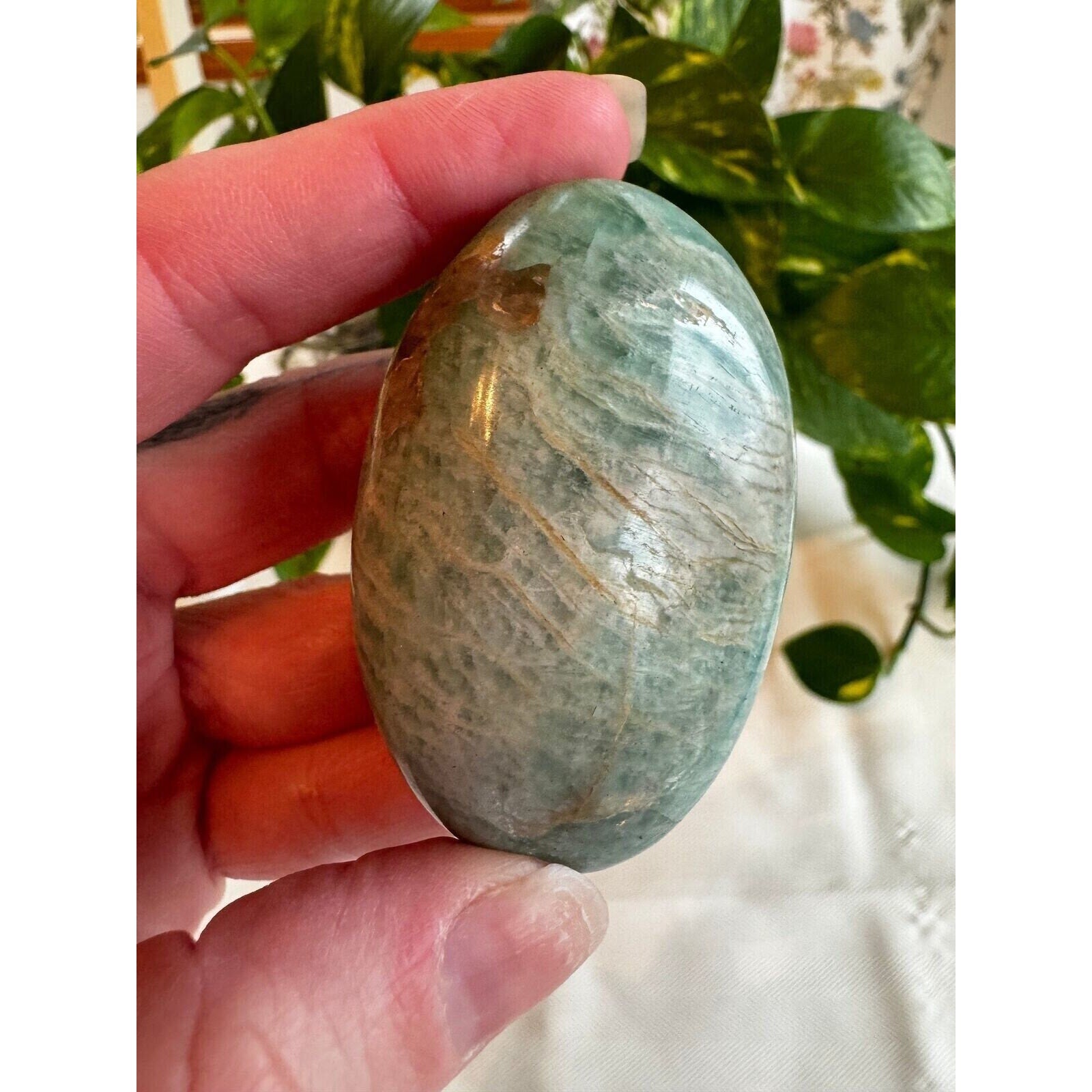 Amazonite Crystal Palm Stone